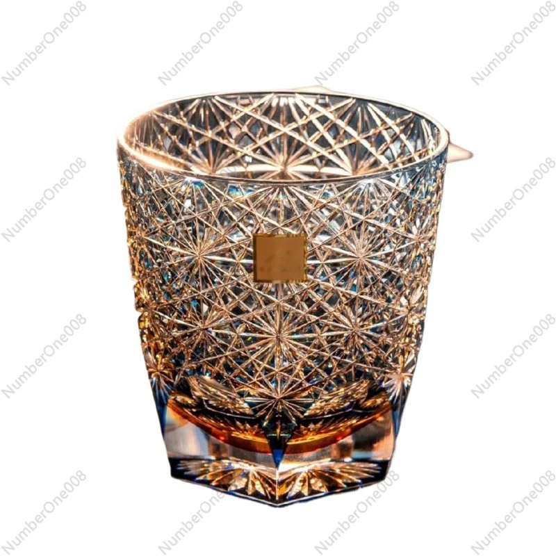

High-end blue daisy crystal glass ins high-value light luxury whisky cup high-end foreign wine cup