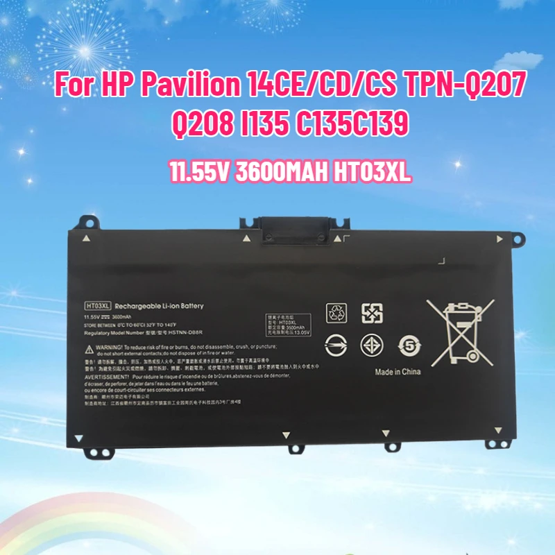 11.55V 3600MAH HT03XL Laptop Battery for HP Pavilion 14CE/CD/CS TPN-Q207 Q208 I135 C135C139 Notebook Battery