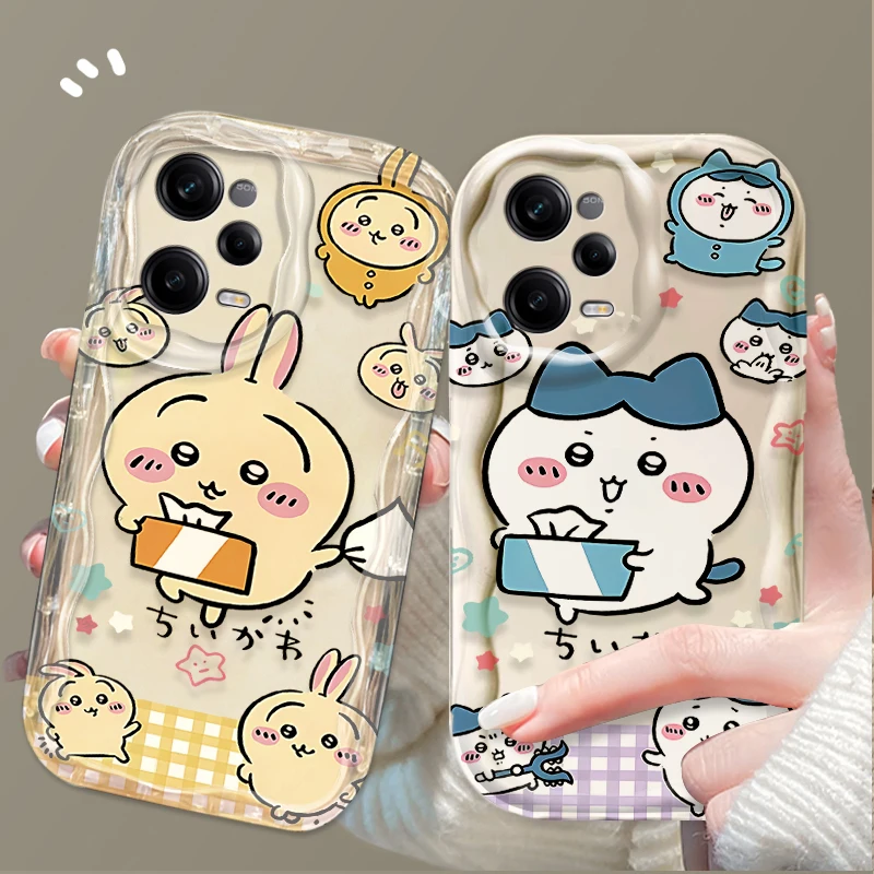Capa ondulada fofa de desenho animado c-chiikawas para xiaomi redmi note 14 13 12 11 10 9 pro plus 14s 12s 11s 10s 9s redmi 14c 14r 13c 12 4g 5g