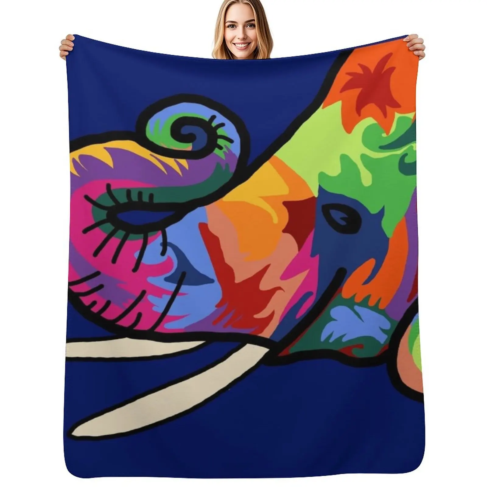 

Colorful Elephant Throw Blanket Warm Cozy Throw Blanket for Living Room Couch