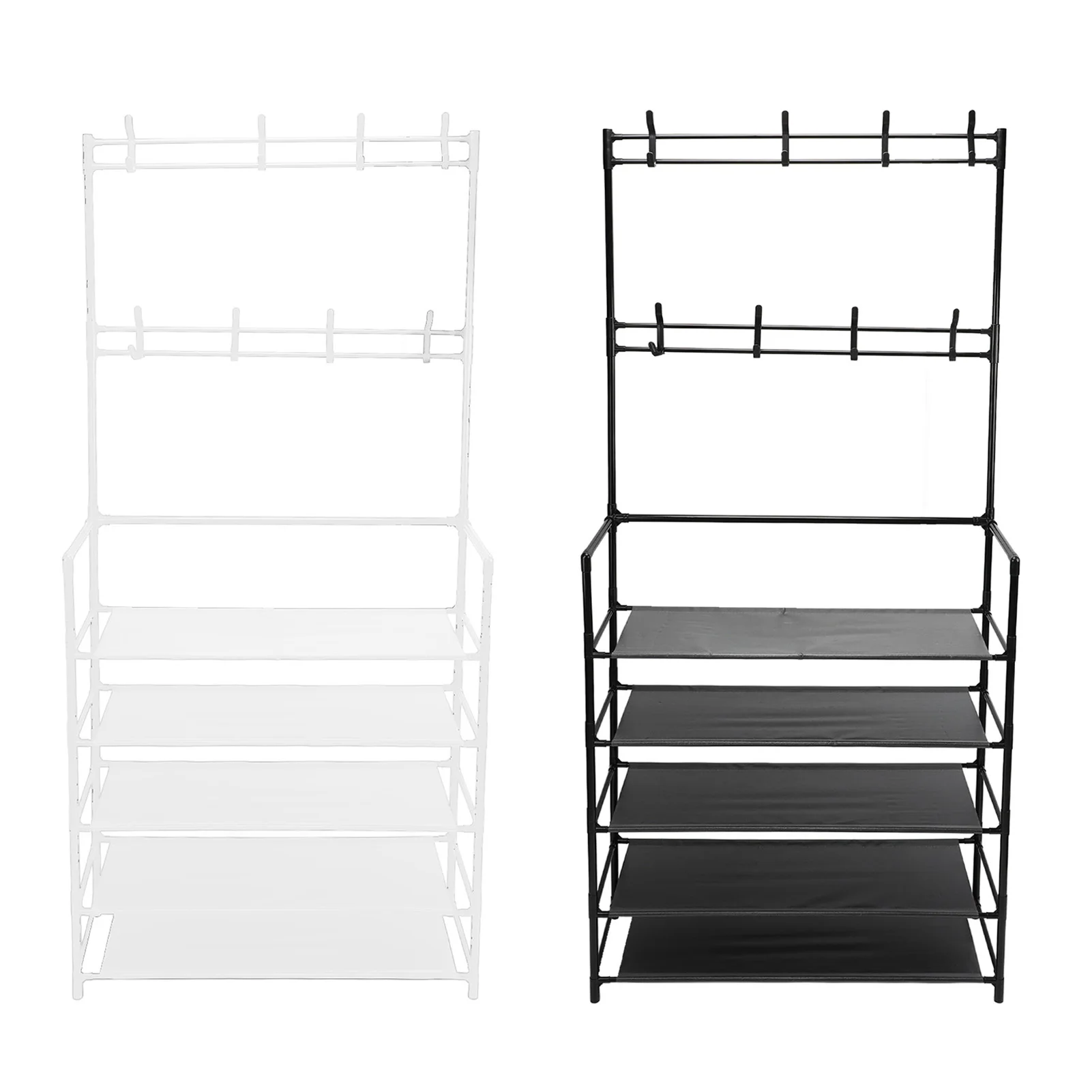 

Standing Coat Rack Modern Metal Clothes Garment Hanging Storage Shelf with Shoe Organizer for Entrance Hall Bedroom