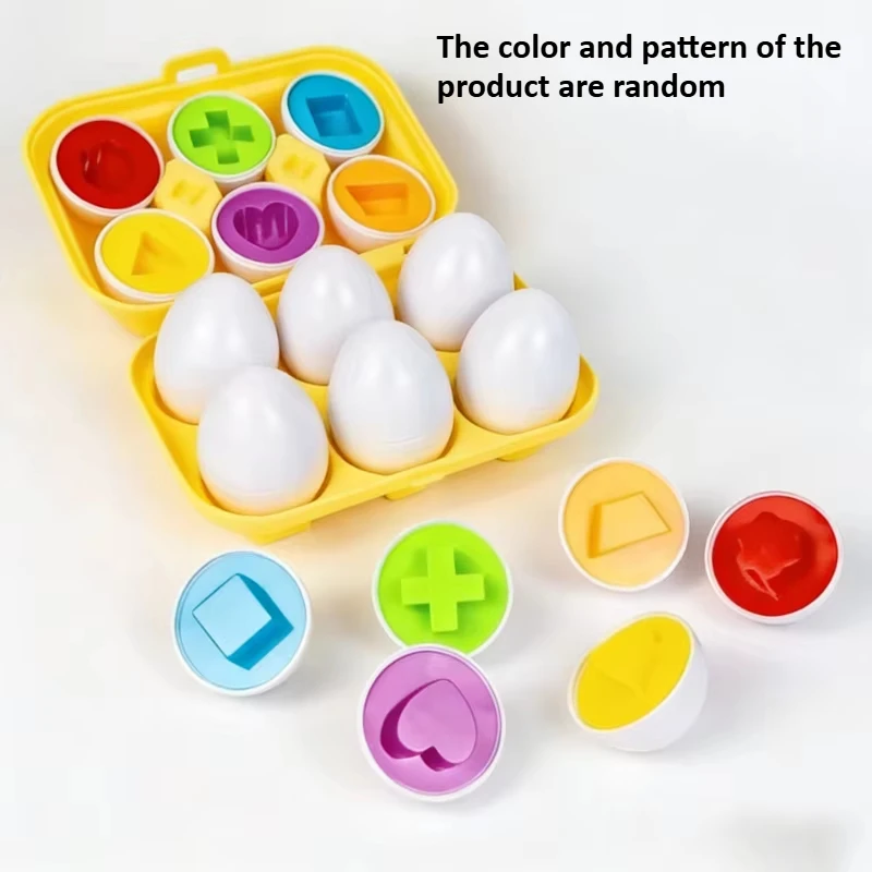 6/12-teiliges farb- und formlich passendes Spielzeug, simulierte Eierformen mit Aufbewahrungsbox – geometrisches Form- und Farbler-Lernspielzeug-Set für Kinder
