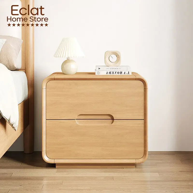 Log wind solid wood bedside table simple modern floor double pumping storage locker small apartment bedside table free installat