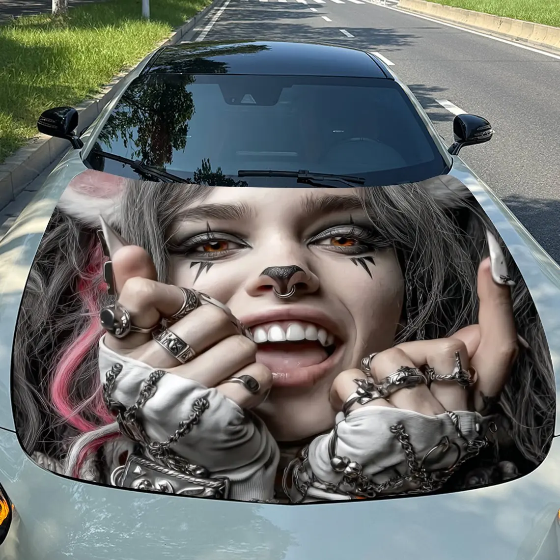

Виниловая автомобильная пленка Rebellious Cat Ear Girl — водонепроницаемая, устойчивая к царапинам наклейка для автомобилей, внедорожников, прочная внешняя защита, идеально