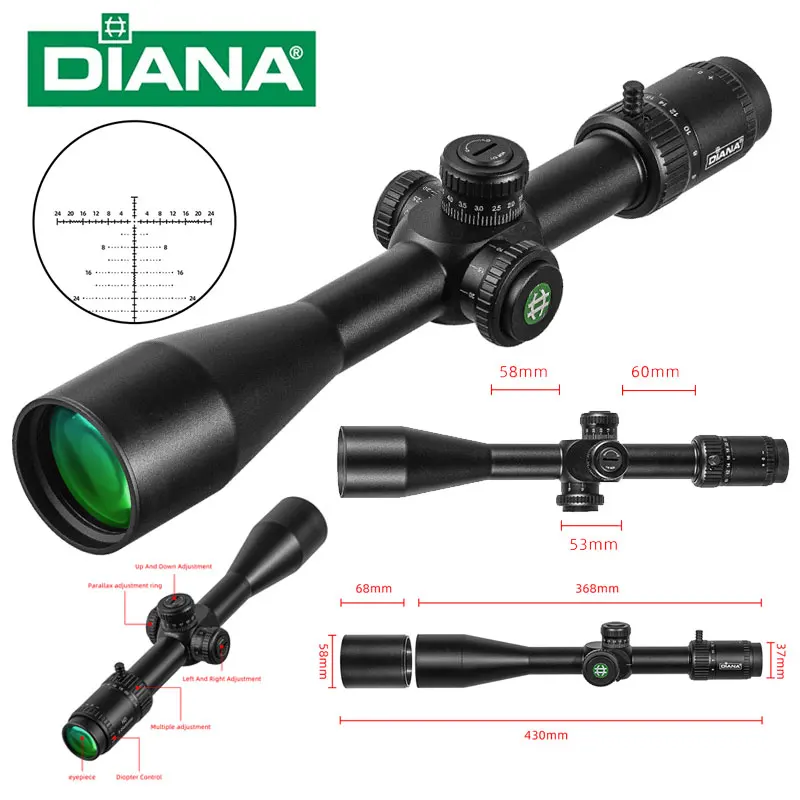 

DIANA HD 6-24X50 FFP Hunting Scope First Focal Plane Riflescopes Tactical Glass Etched Reticle Optical Sights Fits .308