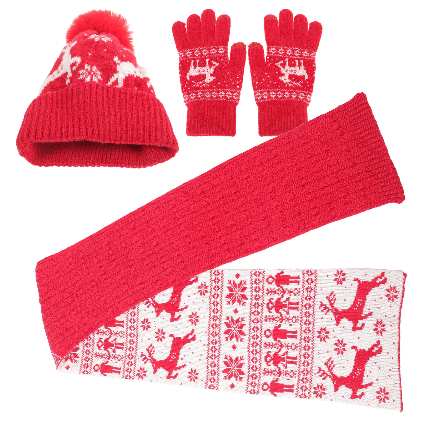 1 مجموعة عيد الميلاد قبعة دافئة قفازات وشاح الشتاء زي اكسسوارات للنساء في الهواء الطلق شتاء دافئ مجموعة قبعة وشاح