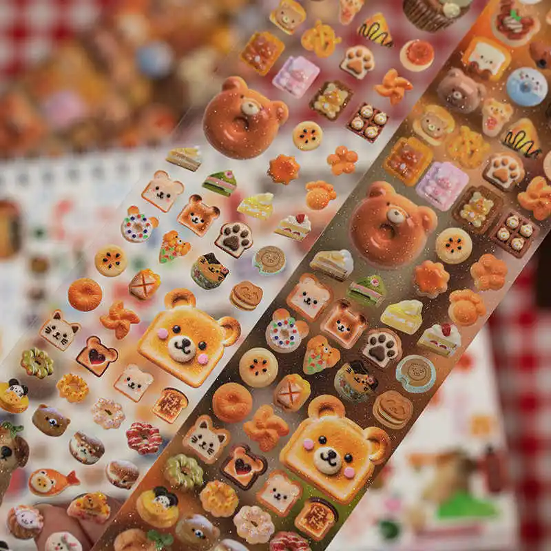 Retro Cute Y2K Glitter Die-cut Decoration Adhesive Tape Planner Handbook DIY Scrapbooking Journal Collage Material Stickers