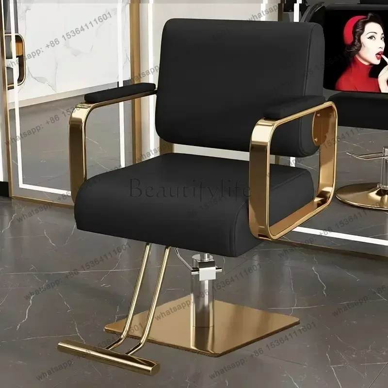 LSBlack Vintage Barber Chair Aesthetic Classic Beauty Salon Barbershop Chair Equipment Chairs Cadeira De Barbeiro Furniture