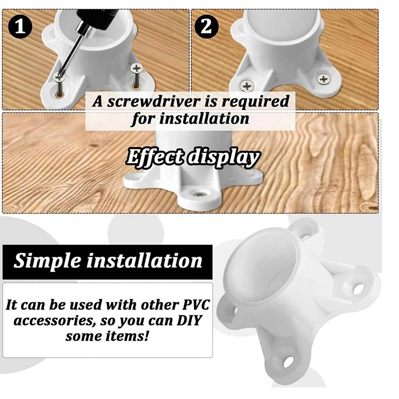 Paquetes de ABVJ-25 de 1/2 pulgadas, tapa de pata de mesa con brida de PVC, accesorios, tapas de lengüeta de tornillo para muebles de construcción, soporte para fabricación de pies