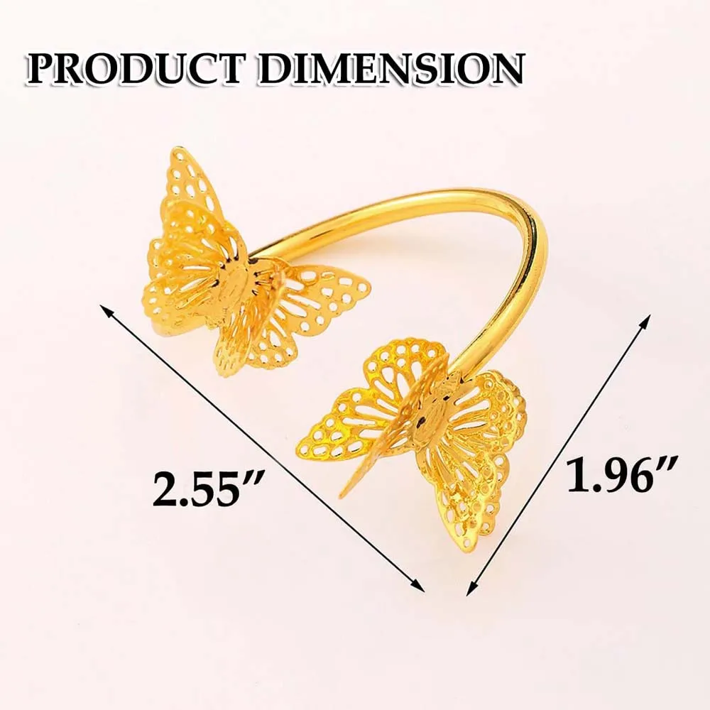 12pcs Napkin Rings Butterfly Metal Serviette Holder Buckles Napkin Rings for Dinner,Holiday Parties,Wedding Table Decorations