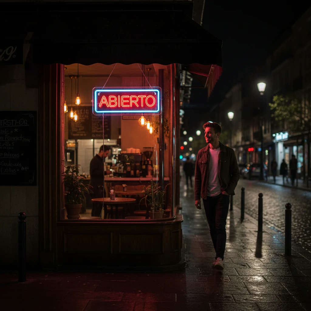 علامة Abierto Neon، علامات LED مفتوحة إسبانية للأعمال لمختلف المتاجر، مناسبة للتعليق على نافذة جدار المتجر كديكور الغرفة
