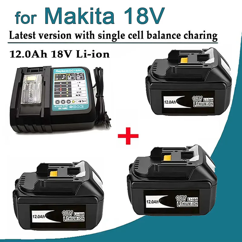 

18V 12.0Ah for Original Makita With LED lithium ion replacement LXT BL1860B BL1860 BL1850 Makita battery + DC1BRC charger