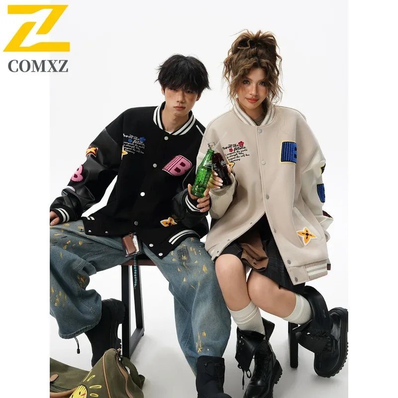 

​​COMXZ Men's Trendy 2025 Distressed Denim Coat Vintage American Workwear Inspired Loose Fit Autumn Casual Jacket Outerwear​​