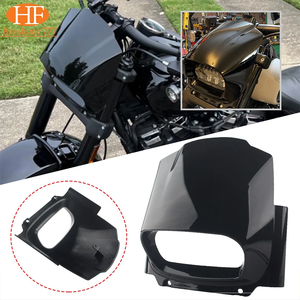 

Motorcycle Lamp Mask Headlight Front Fairing Cover Matte Black/ Gloss Black For Harley M8 Softail Fat Bob FXFB FXFBS 2018-2022