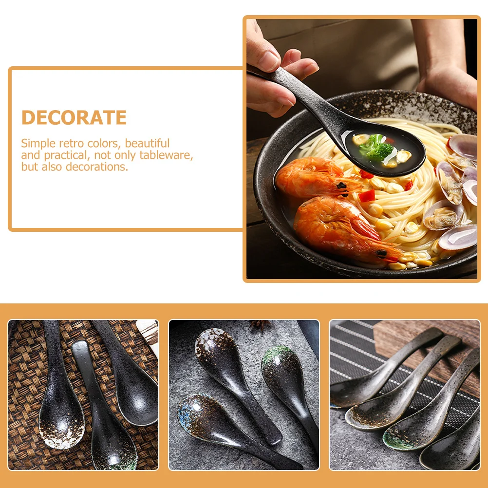 

Набор из 4 керамических ложек в японском стиле, термостойкие, для повседневного использования: для супа, меда, каш, риса, десертов, декоративные столовые приборы