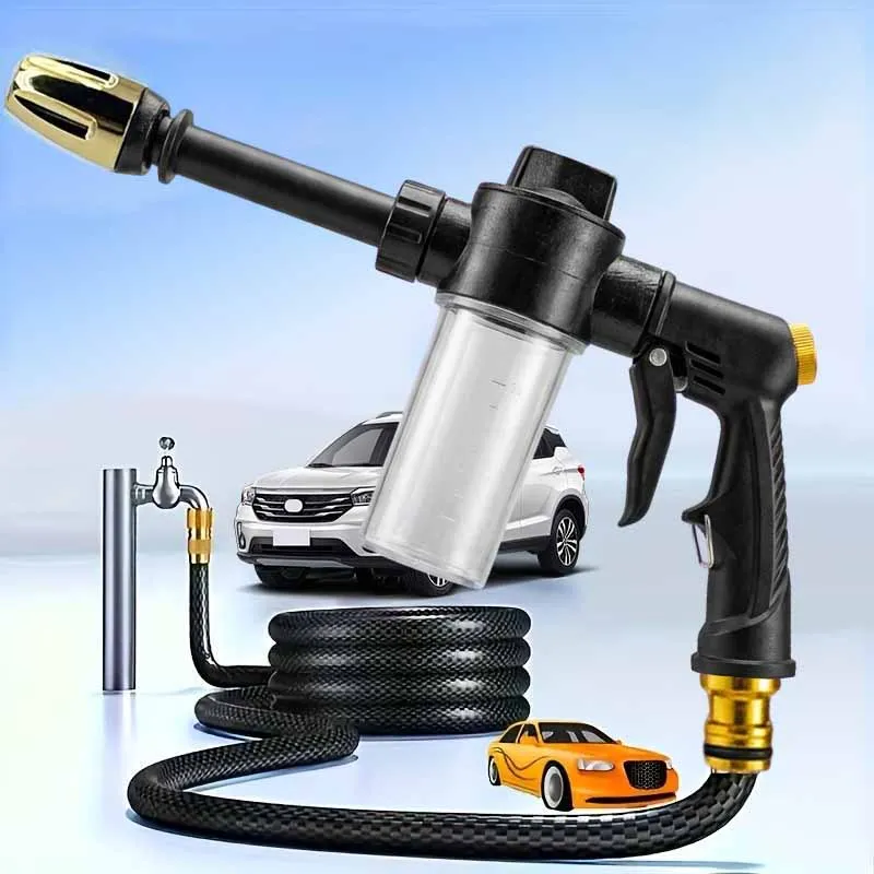 Portable High-Pressure Long Handle Cleaning Water Gun With Foam Spray Gun, Suitable For Car Washing, Flower Watering And Cleanin