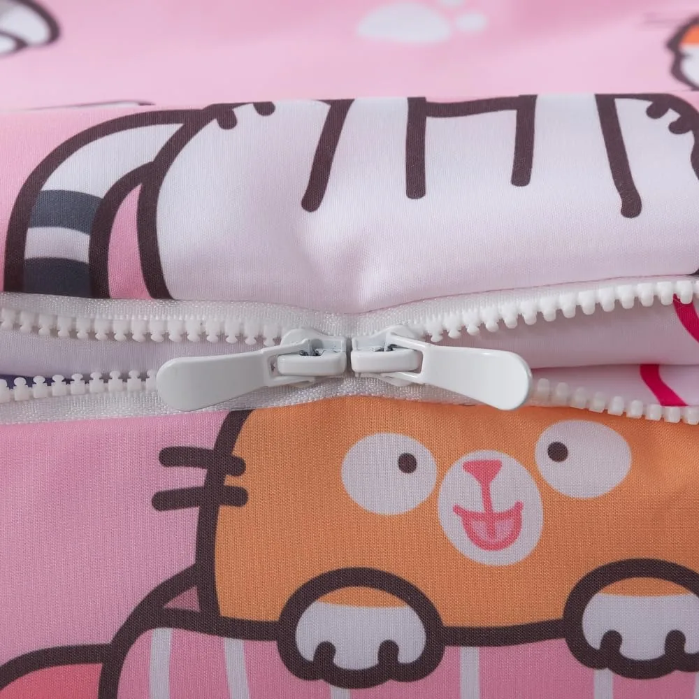 ADASMILE A & S الاطفال المعزي مجموعة سستة الفراش التوأم للفتيات القط المعزي مع ملاءات الأسماك Kawaii القط الفراش مجموعات للأطفال #5