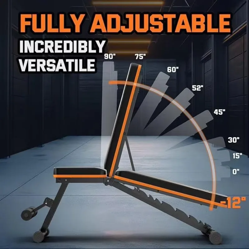 Fresh Arrival Adjustable Foldable Steel Frame Weight Bench for Gym Exercise Workout Incline Weight Lifting Bodybuilding Barbell