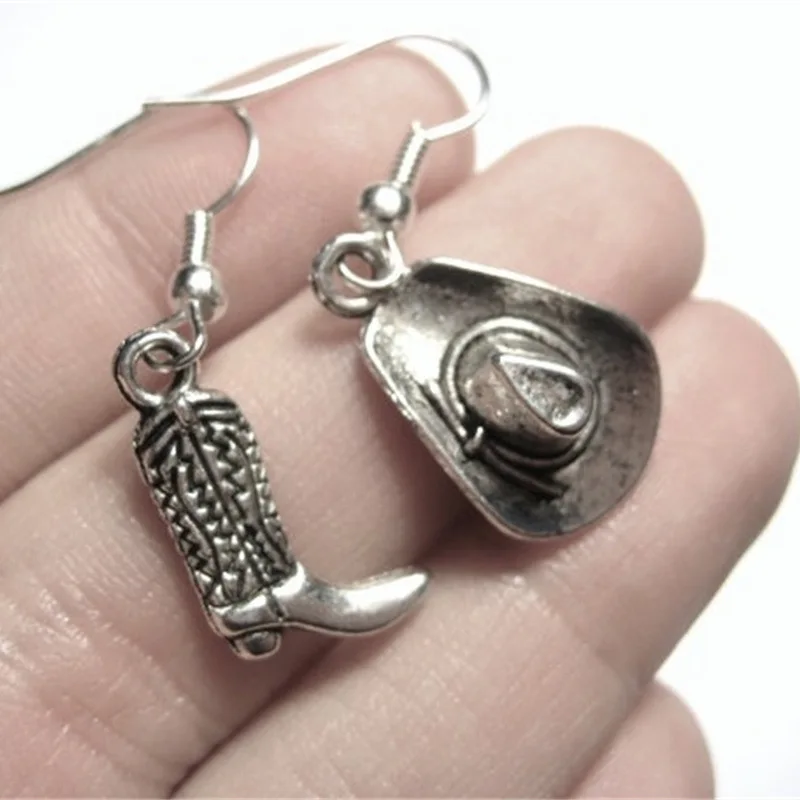 Cowboy Earrings Western Jewelry Cowboy Girl Cowboy Gift Cool Jewelry Boots Earrings Asymmetric Women Earrings
