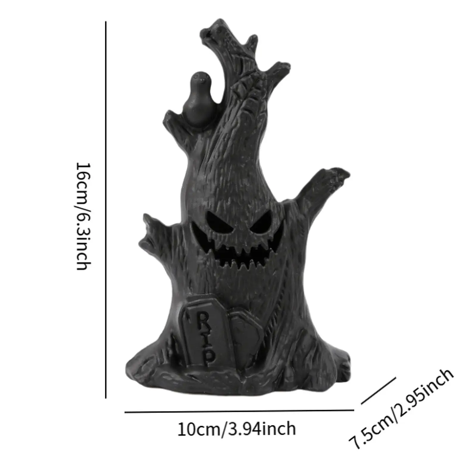 Halloween Ghost Tree Stump Lighted Ornament for Home Table Plastic Sculpture