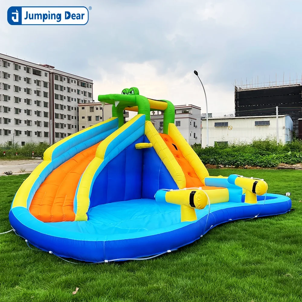 Jumping Dear Park Bounce House Backyard Jump Theater w/ Water Gunss Blower 2-13 Years Old Inflatable Water Slide