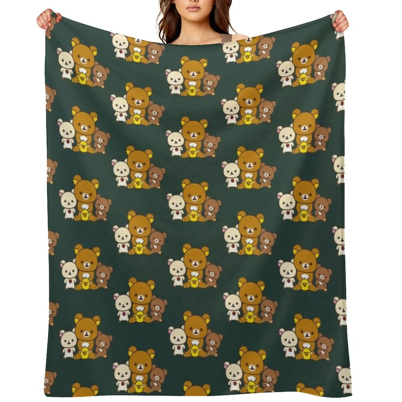 Rilakkuma Farm Throw Blanket Sofa Quilt Baby Flannels Multi-Purpose Blankets