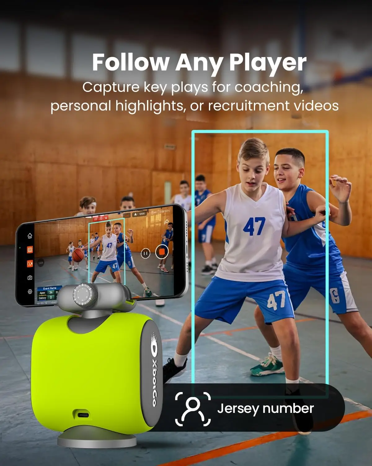 Chameleon AI Auto Sports Action Camera - Telecamera da calcio 4K 60FPS e telecamera di tracciamento per basket per sport di squadra, streaming live,
