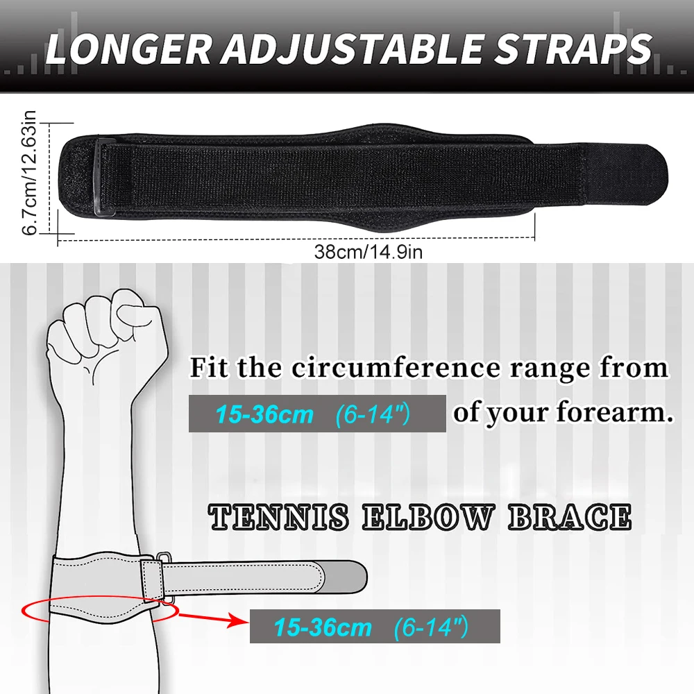 Tirantes de codo de tenis para alivio del dolor de tendinitis, correas de sujeción de antebrazo de codo de golfistas, almohadillas de compresión,