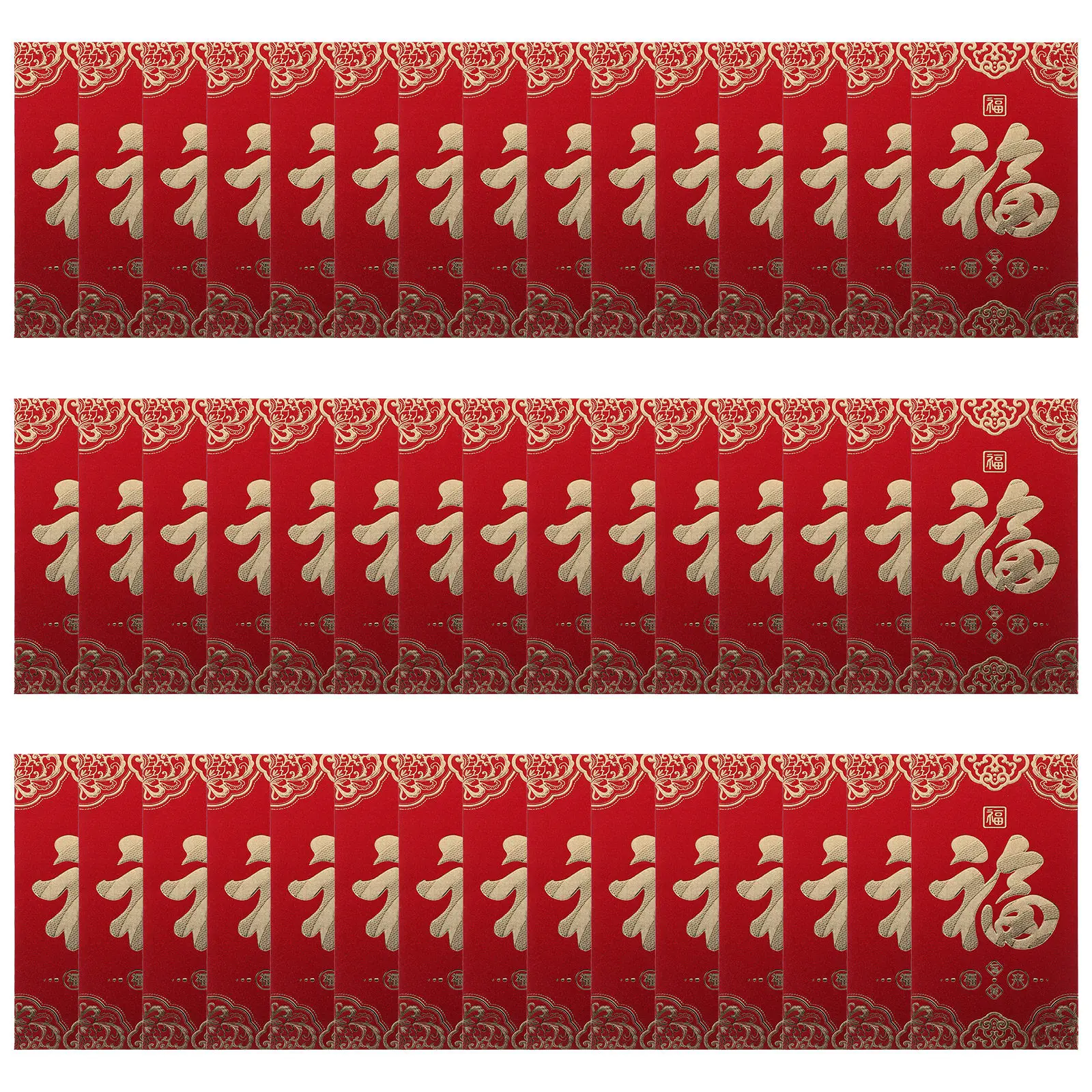 

60Pcs Lunar New Year Red Envelopes Year of Horse Traditional Fu Pattern Lucky Money Packets Chinese Spring Festival Red Packets
