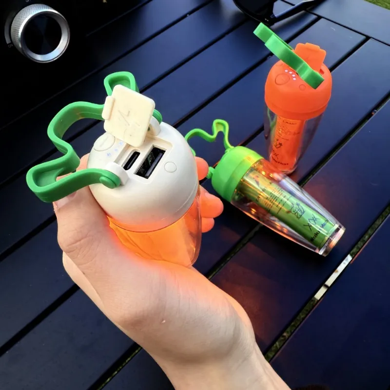 

E5 Carrot-Shaped Portable LED Camping Reading Lamp Novel Rechargeable 2000mAh Outdoor Work Light for Kids Bedroom Garden Table