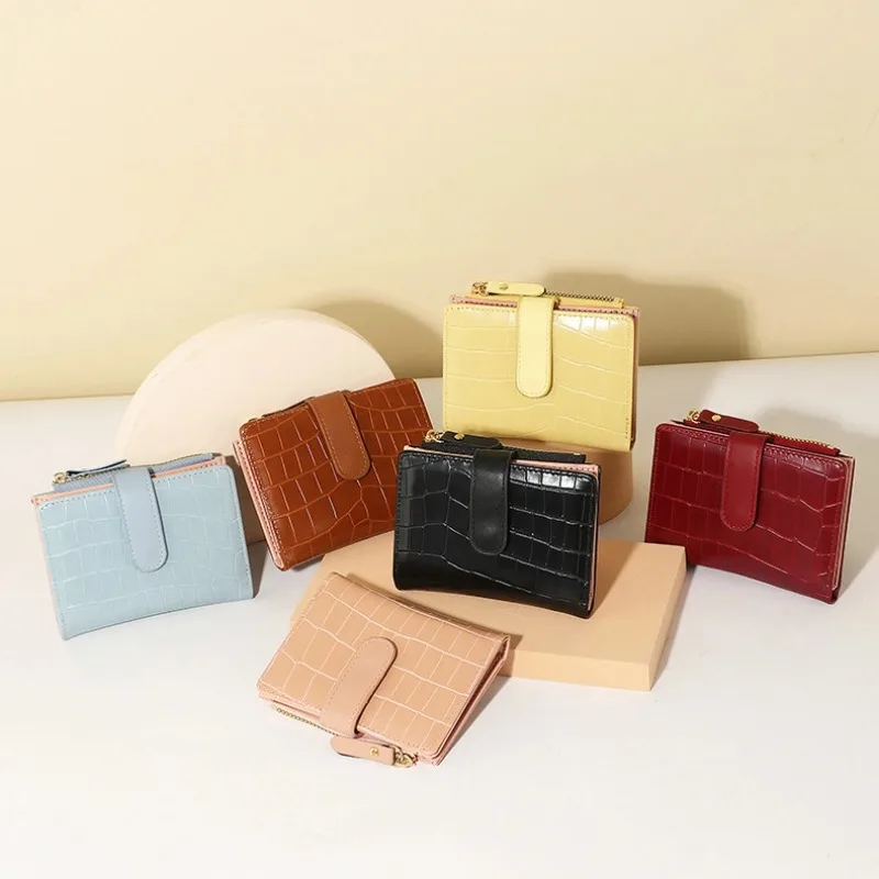 

New women's wallet, high-end short solid color wallet, women's Korean version, zipper card bag, change bag