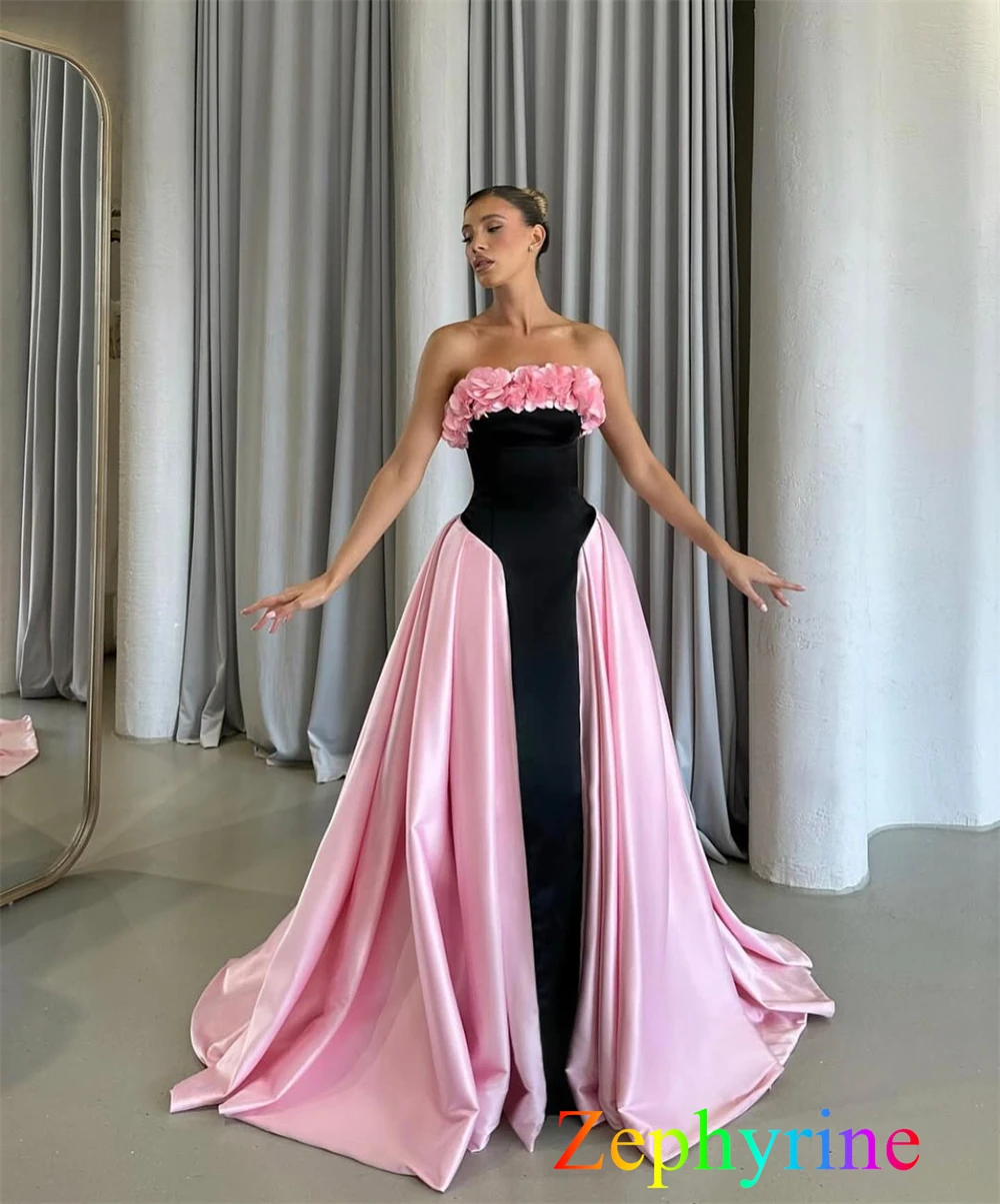 Aangepaste eenvoudige roze satijnen avondjurk Prachtige strapless mouwloze homecoming-jurken Mode-jurken voor speciale gelegenheden