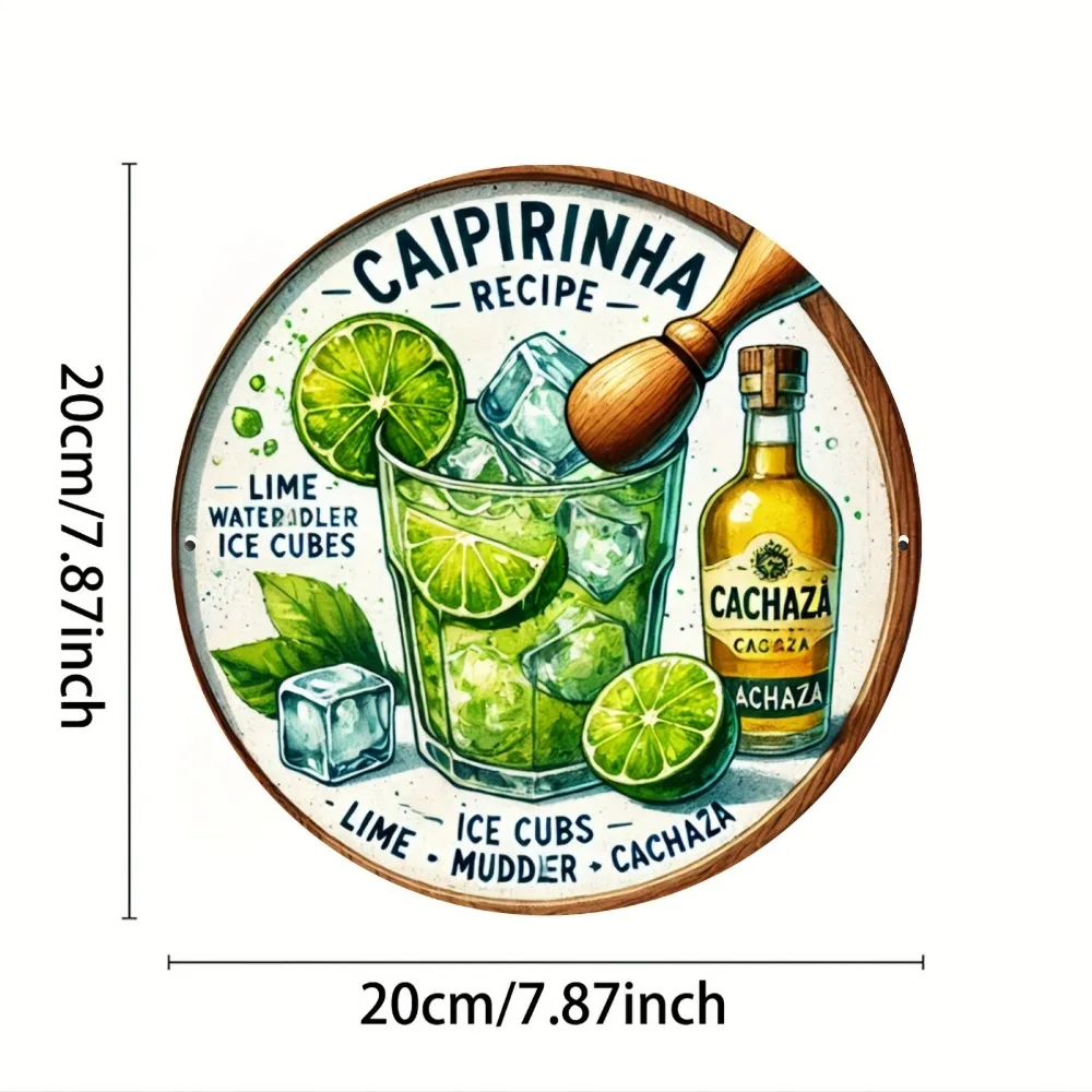 Vintage Style Caipirinha Recipe Metal Tin Sign - Durable, Easy to Maintain Decor for Home, Kitchen, Restaurant, Garden