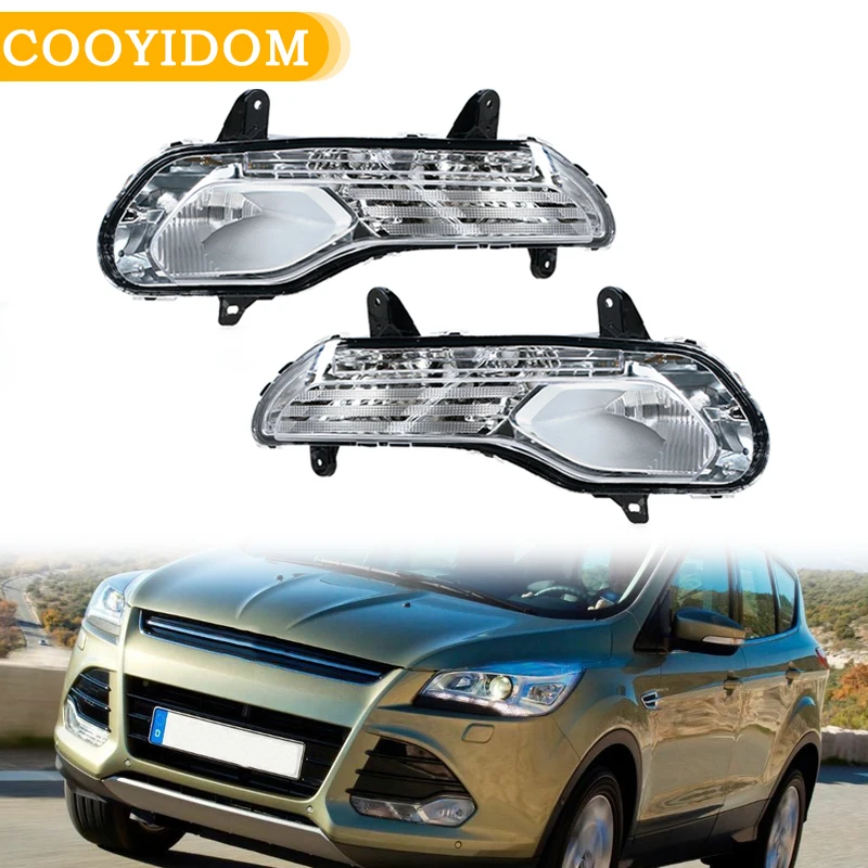 DRL Driving Lights Fog Lights 12V Car Fog Lights Halogen For Ford Escape Kuga 2013-2016 Headlights Halogen Fog Lights Headlights