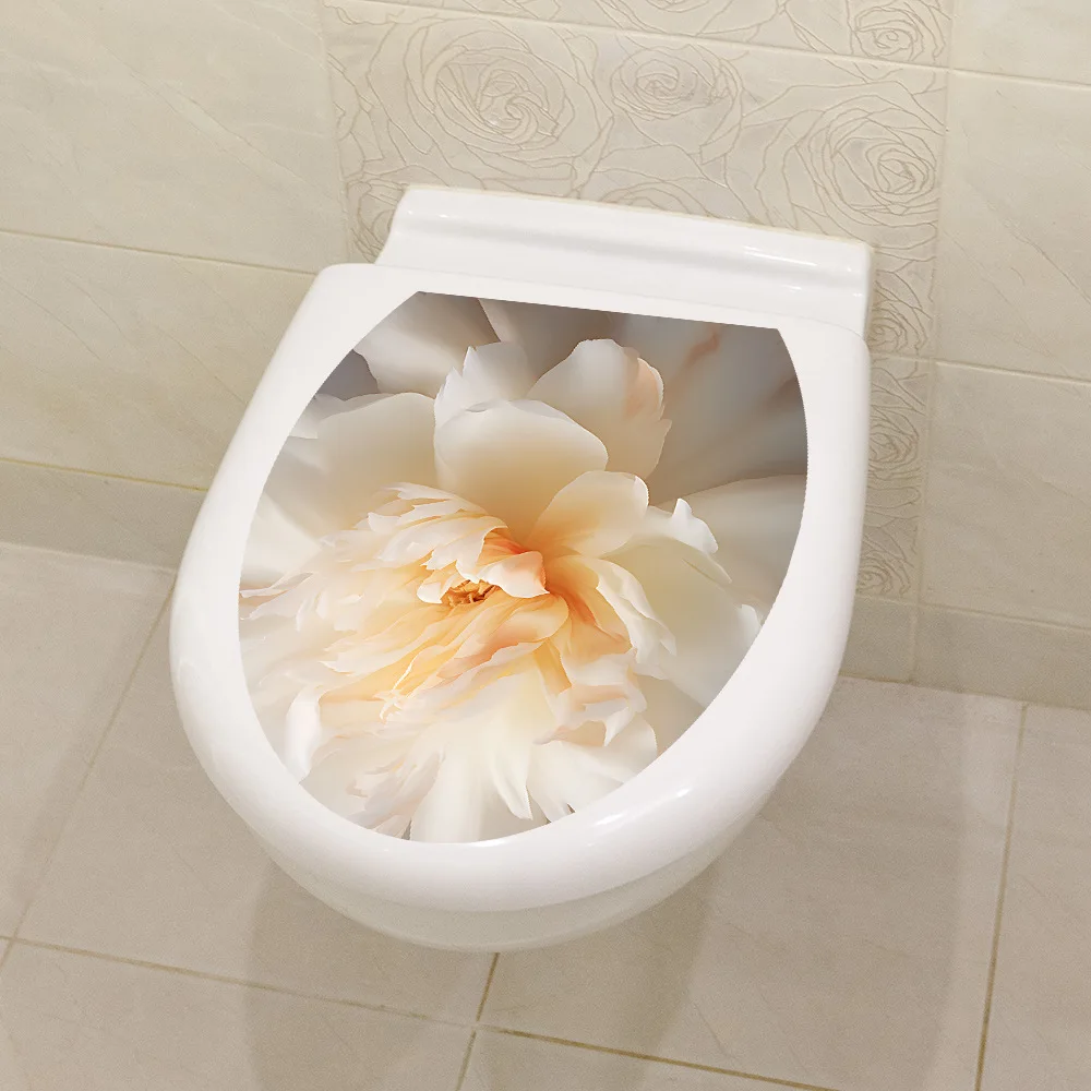 M536 Warm Personality Pink Rose Toilet Sticker Bathroom Toilet Cover Sticker Wall Stickers Wc  For Home  Decoration