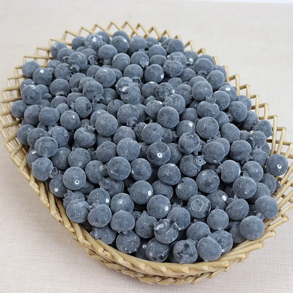 50PCS High Simulation Fruit Plastic Fake Blueberry Photo Props Fruit Home Artificial Food Blueberry Fruit Shop Model Decor