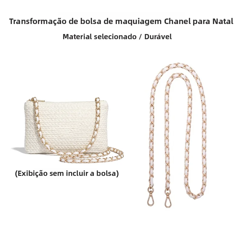 bolsa-de-maquiagem-branca-edicao-limitada-de-natal-com-alca-de-corrente-diy-para-transformacao-em-bolsa-de-ombro-Unico-ou-tra