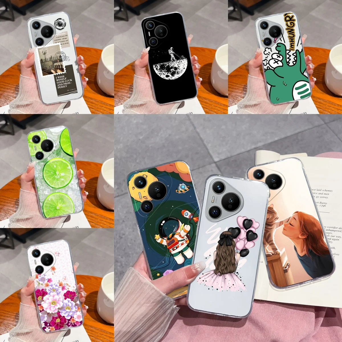 화웨이 Pura 70 Pro 70 울트라 우주 비행사 소녀 용 케이스 화웨이 pura 70 Funda 용 충격 방지 내구성 Anti-fall 실리콘 쉘