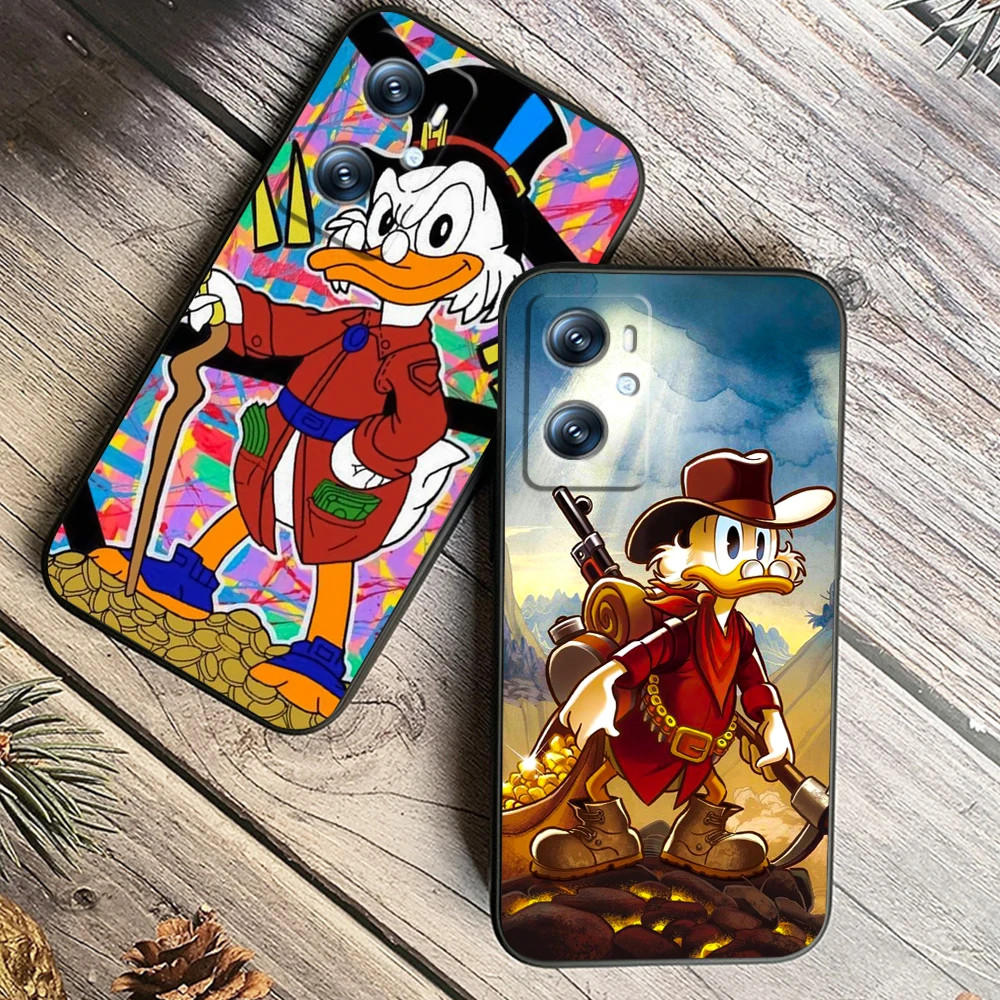 Disney Scrooge McDuck For OPPO Find X6 X5 X3 A54S A5 A94 A16 A53S A57 A74 A72 A98 A78 A96 A9 5G Black Soft Phone Case