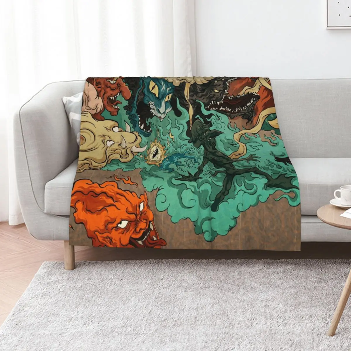

Vintage Japanese Kaiju Throw Blanket christmas gifts Retros Summer Beddings Sofa Throw Blankets