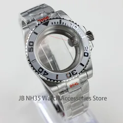 40 mm zwart/zilver horlogekast keramische bezel saffierglas voor NH35 Nh36 Nh34 automatisch uurwerk 28,5 mm wijzerplaat Yacht-master kast