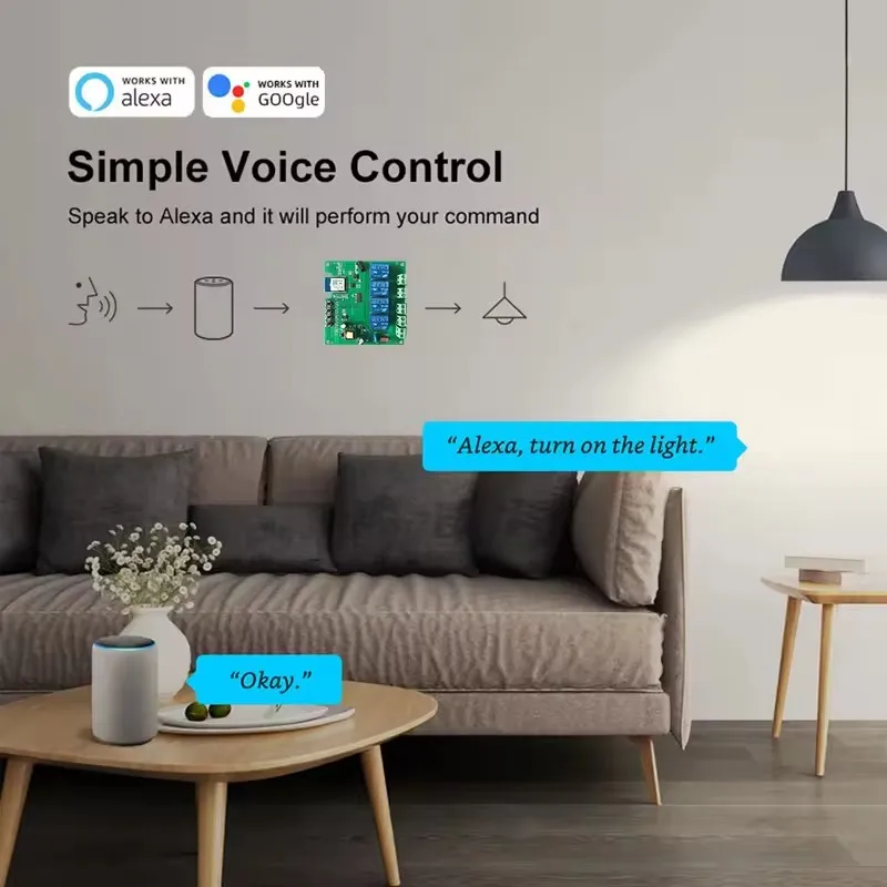 Wifi Tuya Smart 4CH Light Lamp Switch,1 2 3 4 Channel Gang Breaker,Timer Relay Module, RF433 Remote Control,Alexa 110V 220V