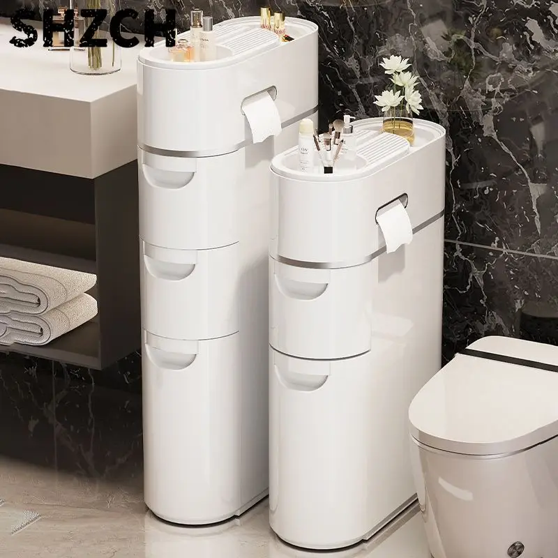 Badezimmer-Eckschrank - Kunststoff-Schubladenorganizer für Schmale Räume Mehrstöckiges Design Einfache Installation Toiletten-Seitenregale