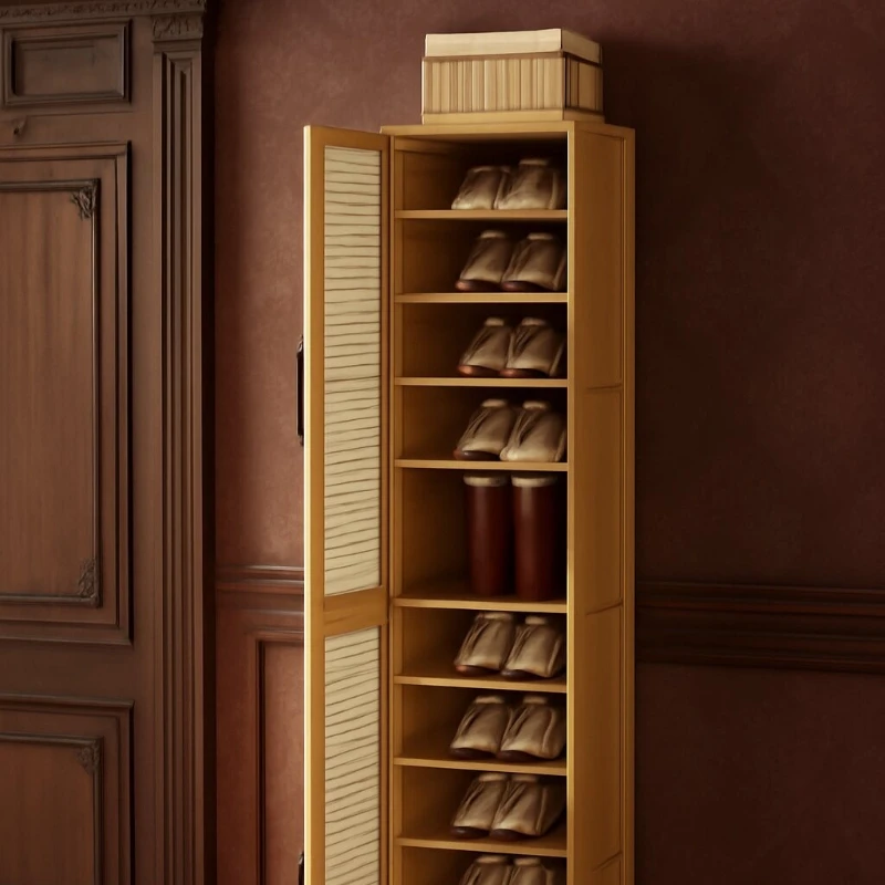 

BM95 Обувной шкаф из бамбука Бамбука Многослойный шкаф для обуви для прихожей и спальни пылезащитный стиль