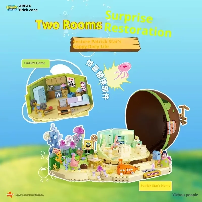 Bob l'éponge Patrick Star Rock maison blocs de construction ensemble créatif bricolage assemblage jouet éducatif pour enfants cadeau de noël boîte aveugle