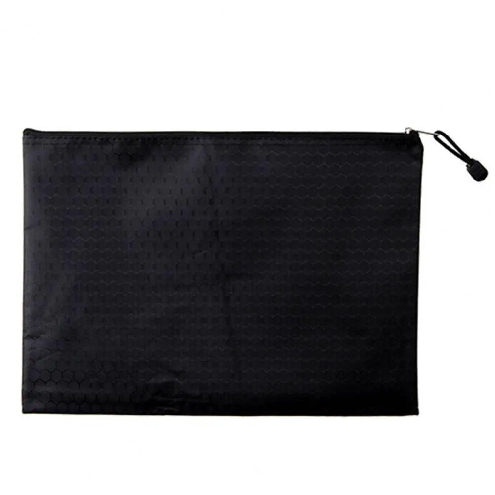 Oxford Cloth File Bag with Zipper Waterproof Lanyard Design Document Storage Bag Office Supplies