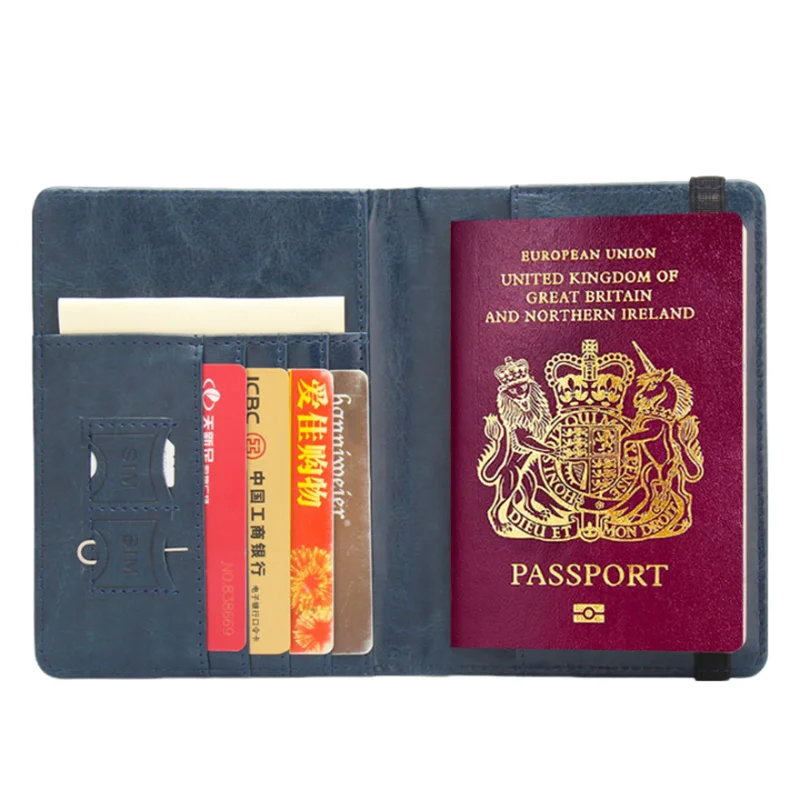 Passport Cover of United Kingdom PU Leather RFID Blocking UK Britain Men Women Couple Passport Case Holder Wallet for Travel