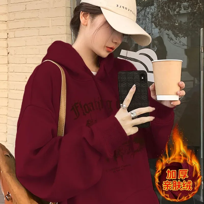 

Autumn Korean Retro Harajuku Hooded Sweatshirt Y2k Casual Loose Hoodies Women Streetwear Fashion Winter Clothes Women Pullover