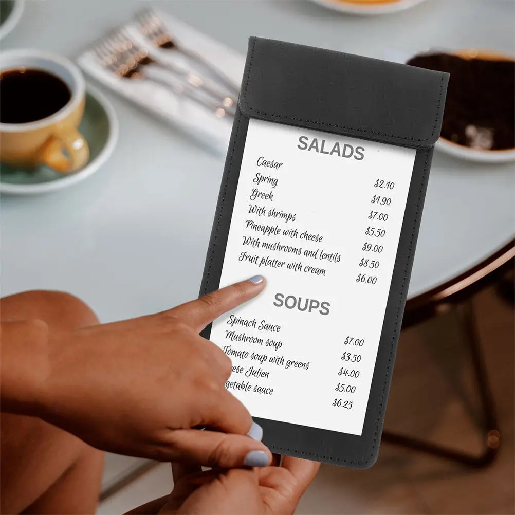 

2Pcs File Folder Multi-Functional Check Presenter Textured Guest Check Card Holder Compact Restaurant Server Note Pad Menu Book