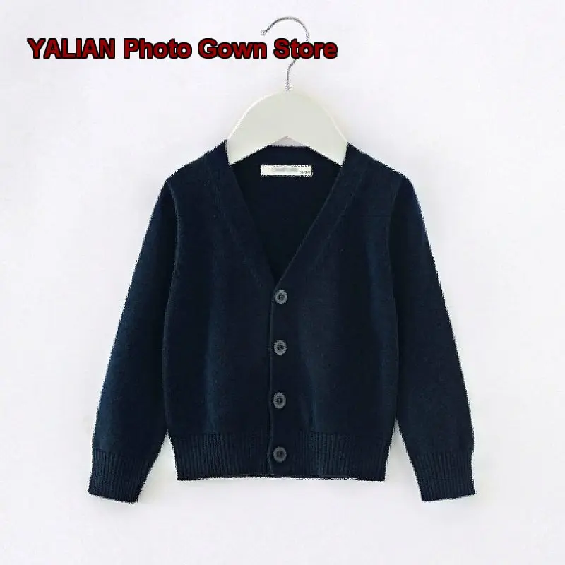 Chuhe Japanese Style Boys Girls Infant Pure Cotton Navy Blue Knit School Uniform Coat Kids